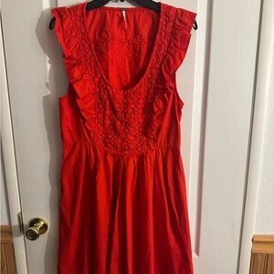Free People Red Ruffle-Trim Sleeveless Dress